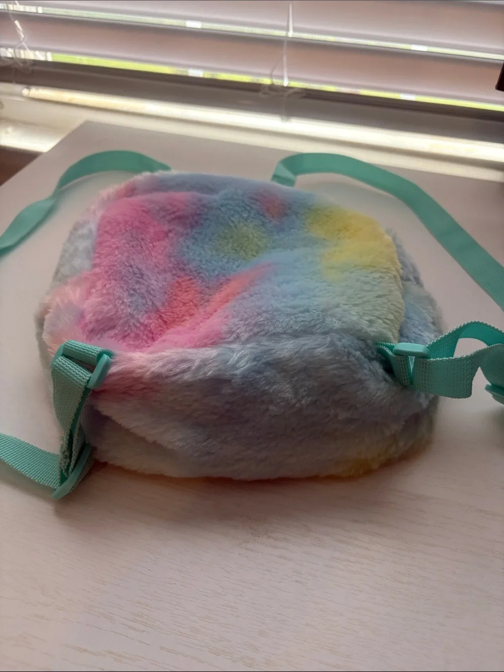 Hello Kitty Pastel Rainbow Plush Kids Backpack with Teal Straps
